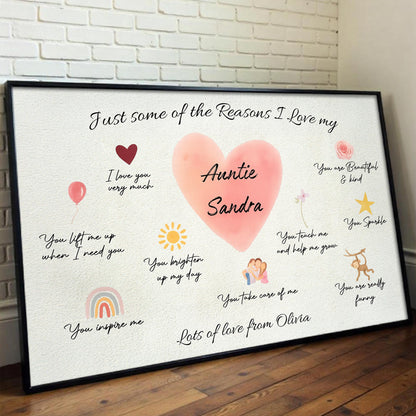 Reasons I Love My Auntie, Heart and Floral Design