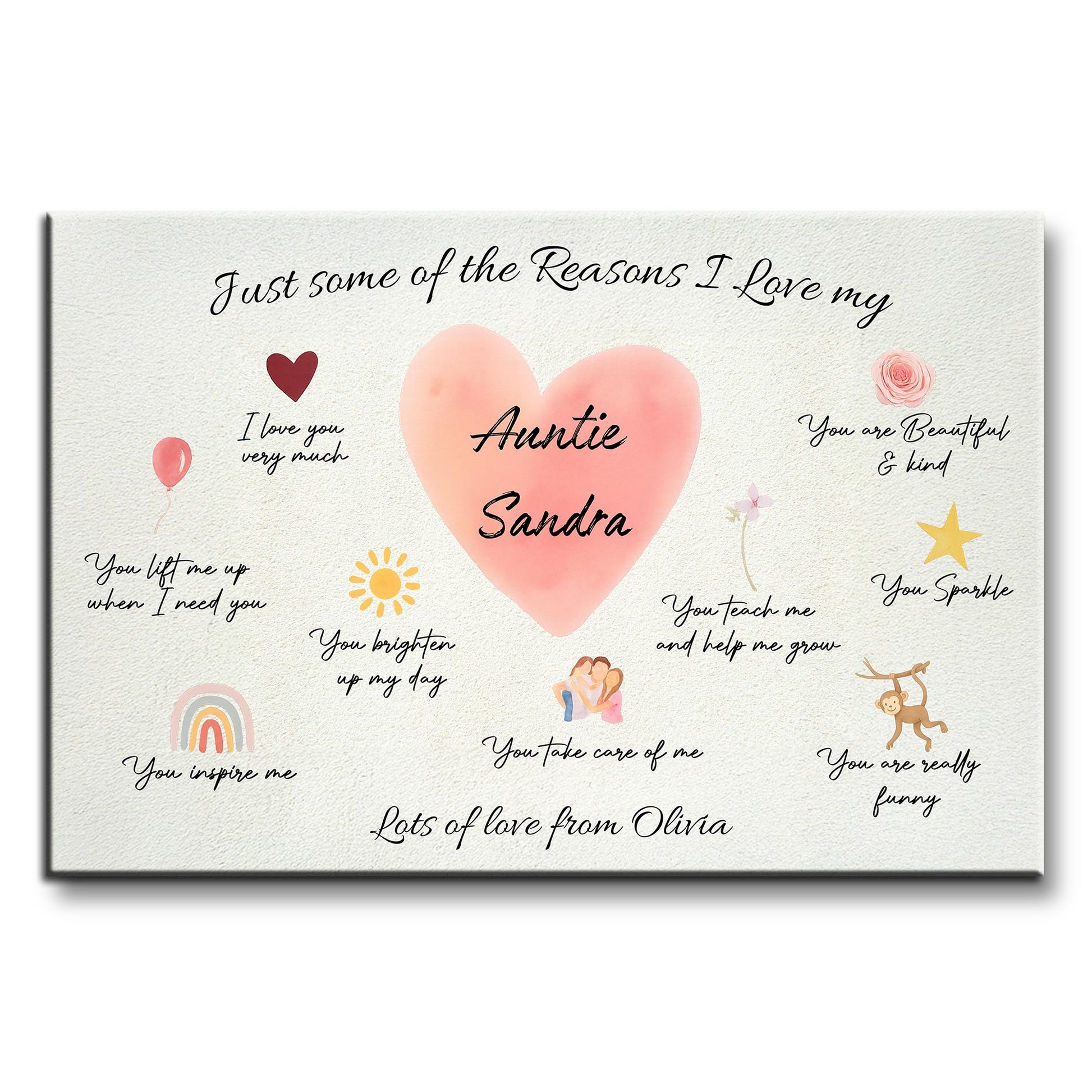 Reasons I Love My Auntie, Heart and Floral Design