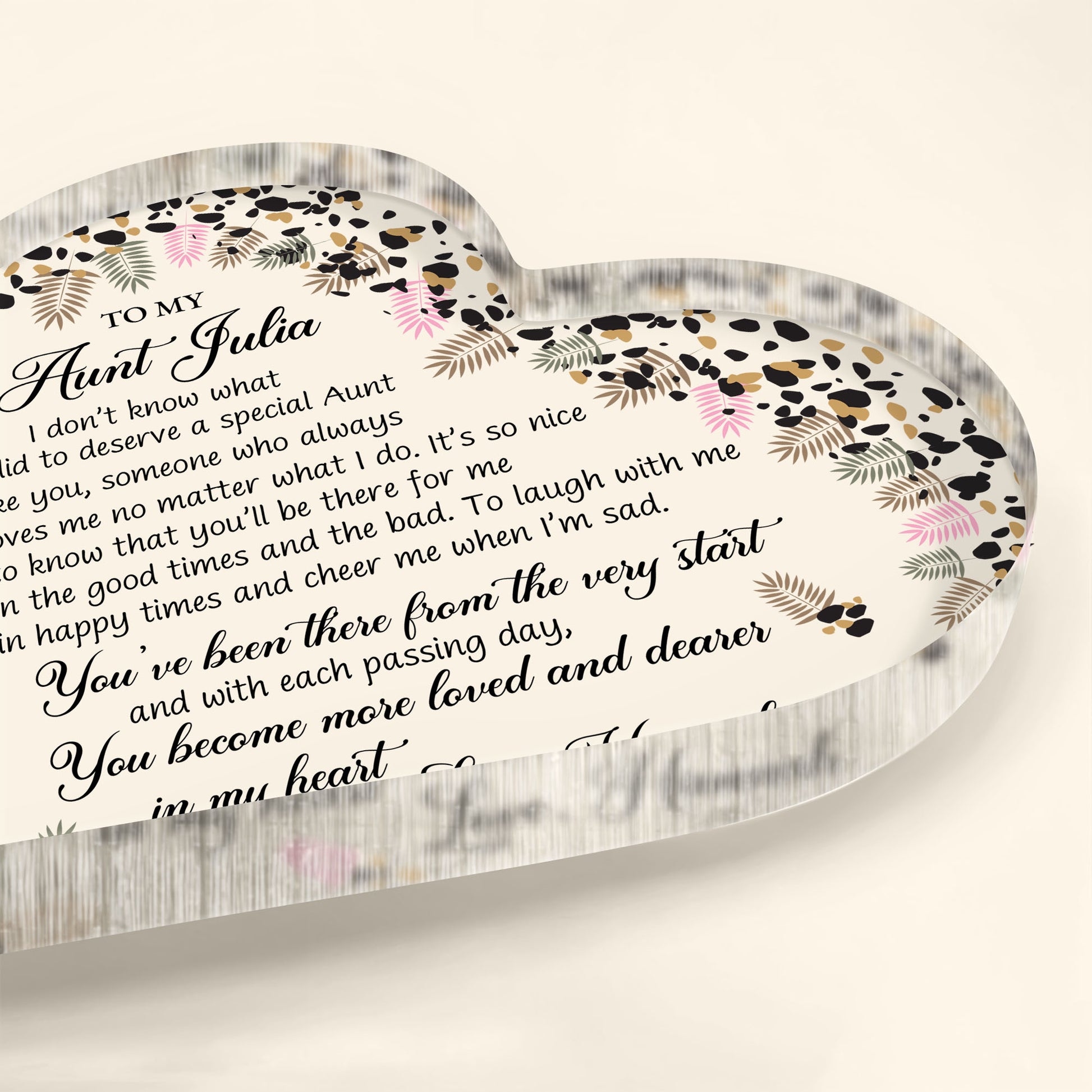 To My Aunt, Special Bond Decor With Leaves And Flowers