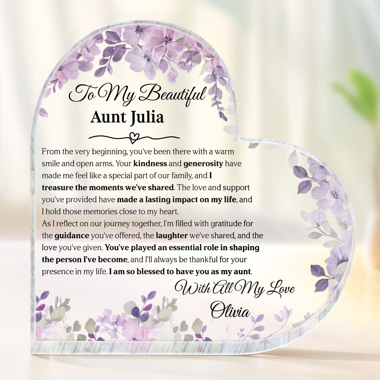 To My Beautiful Aunt, Celebrating Lasting Moments