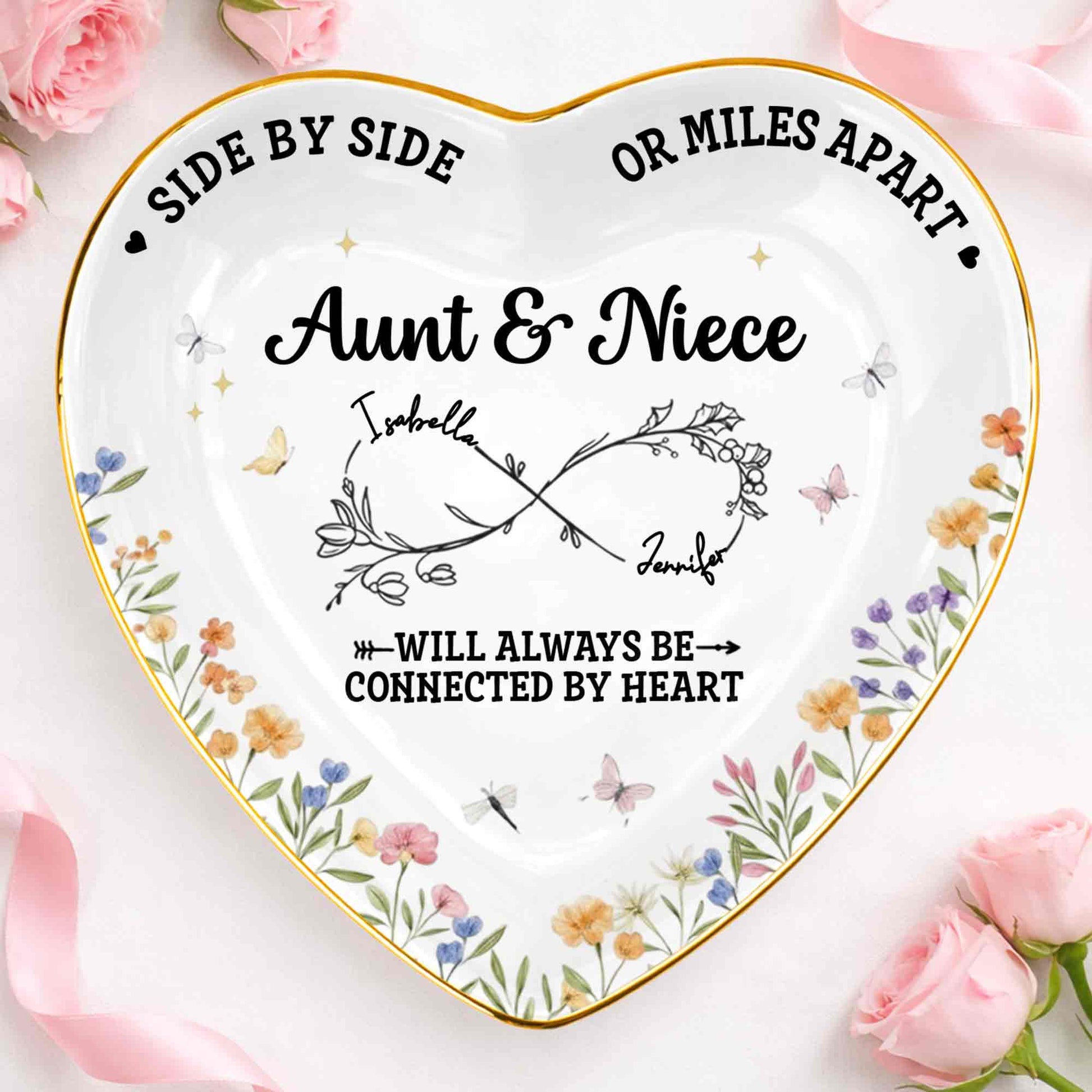 Side By Side Or Miles Apart Aunt Niece Flowers Infinity Symbol