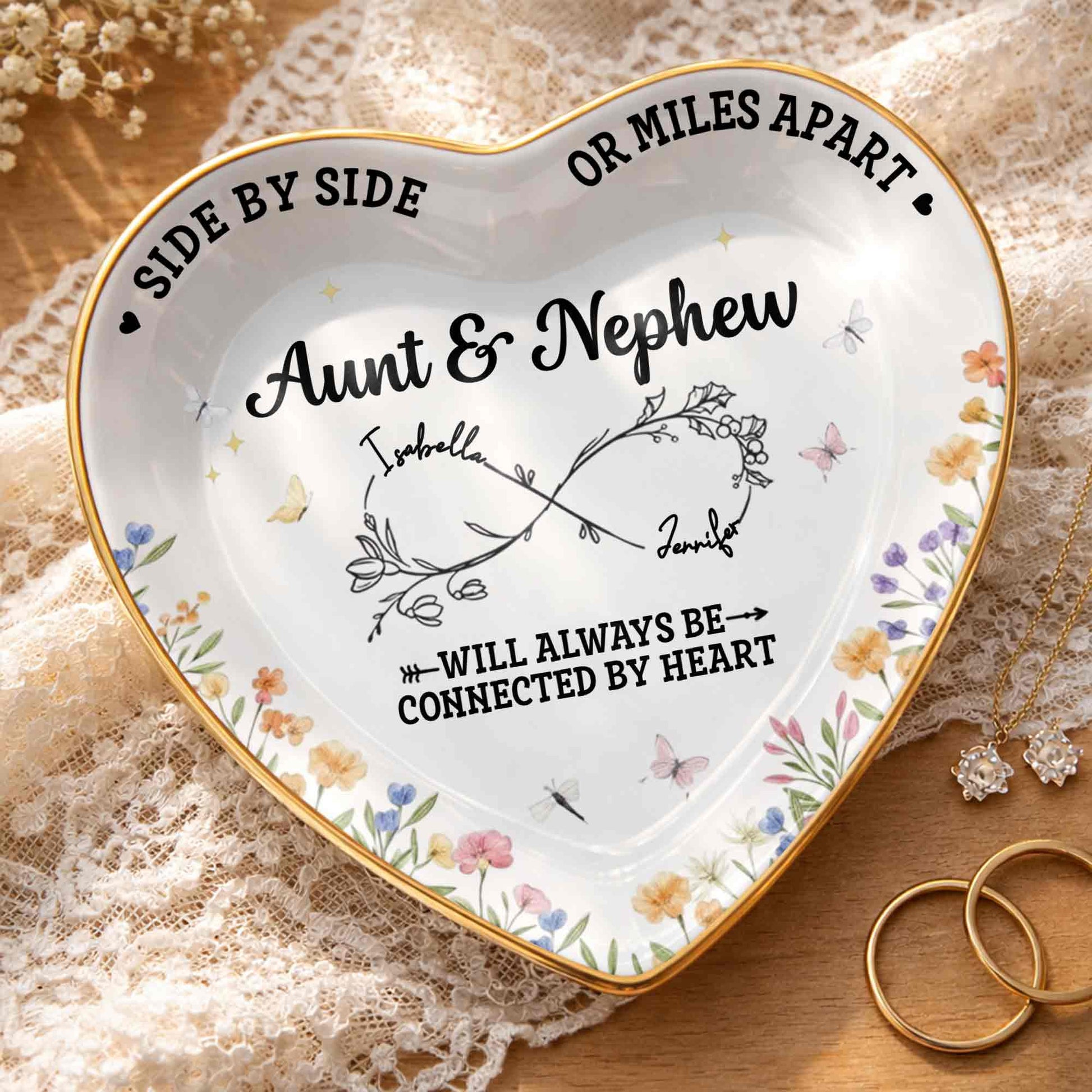 Side By Side Or Miles Apart Aunt Niece Flowers Infinity Symbol