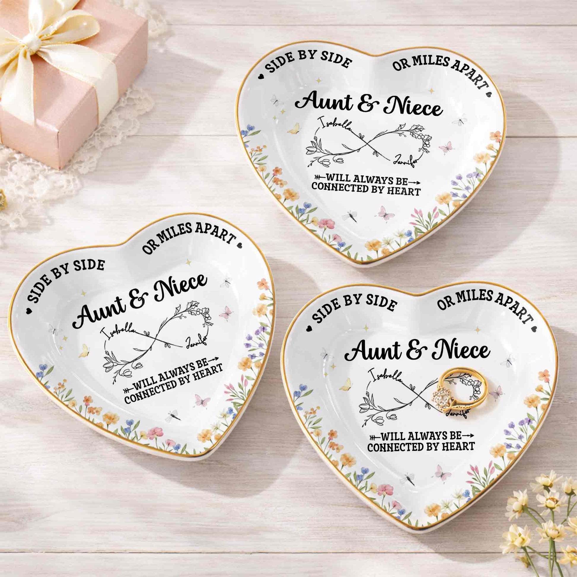 Side By Side Or Miles Apart Aunt Niece Flowers Infinity Symbol