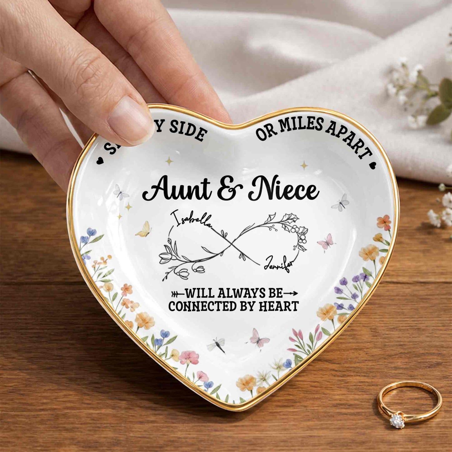 Side By Side Or Miles Apart Aunt Niece Flowers Infinity Symbol