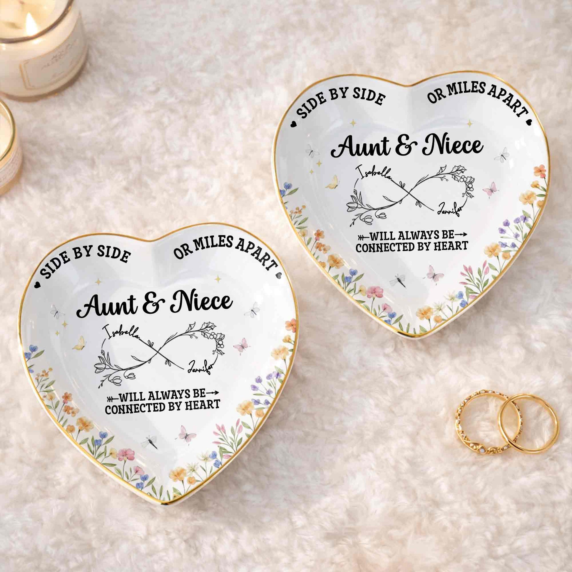 Side By Side Or Miles Apart Aunt Niece Flowers Infinity Symbol