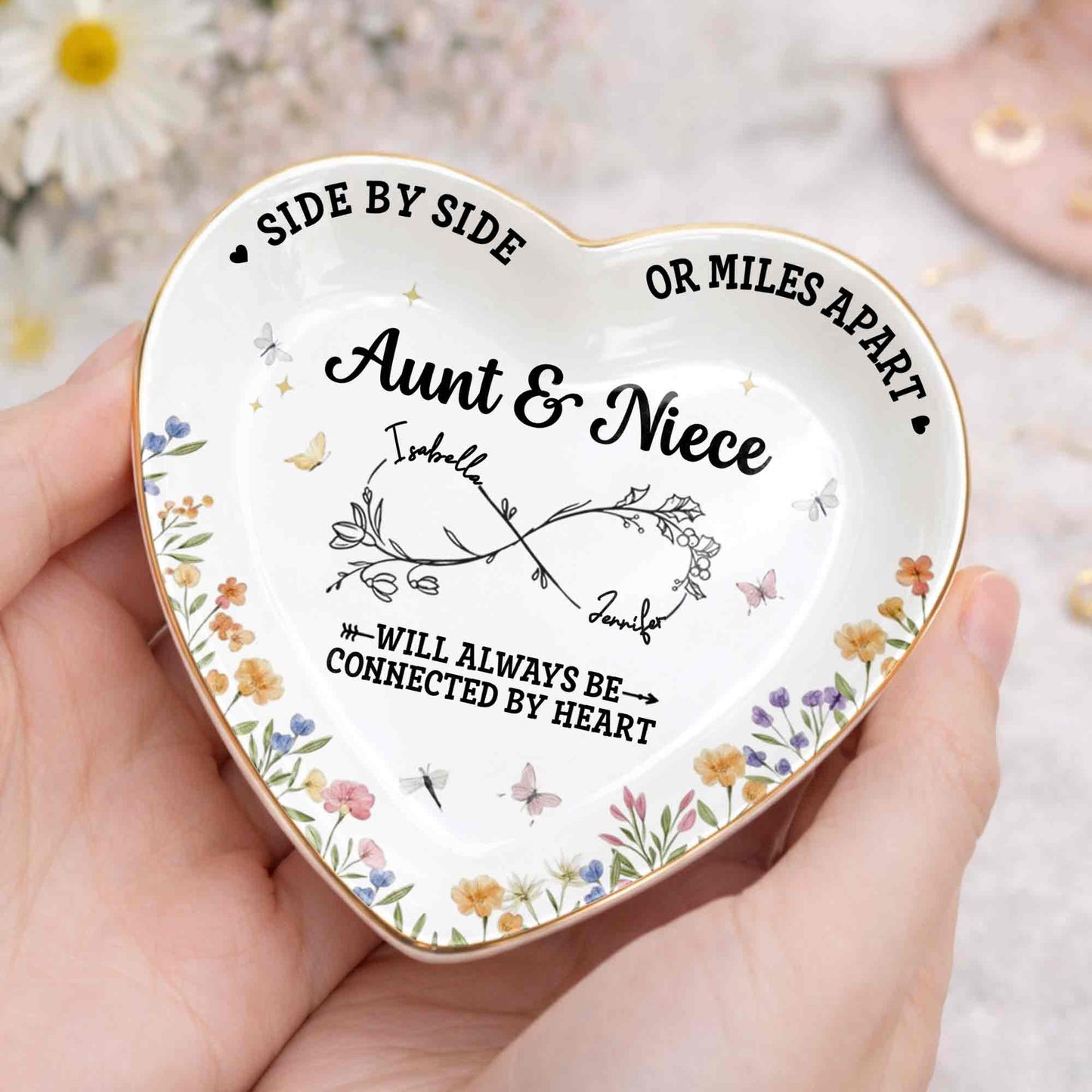 Side By Side Or Miles Apart Aunt Niece Flowers Infinity Symbol