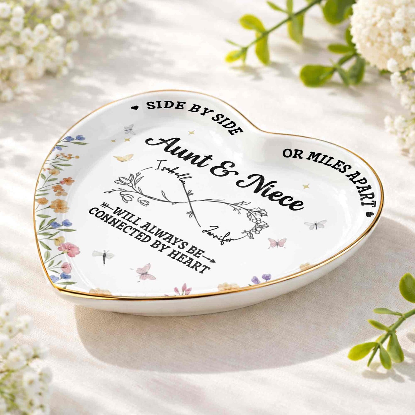 Side By Side Or Miles Apart Aunt Niece Flowers Infinity Symbol