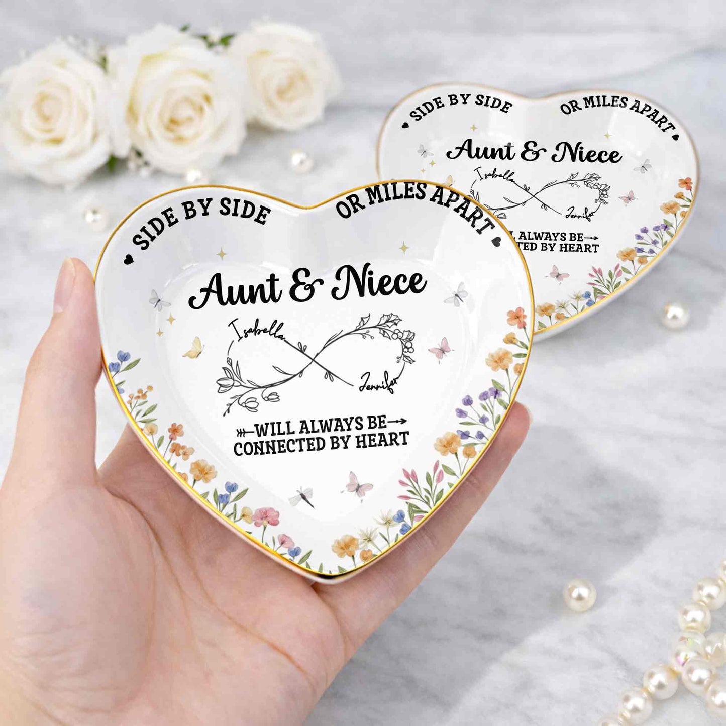 Side By Side Or Miles Apart Aunt Niece Flowers Infinity Symbol