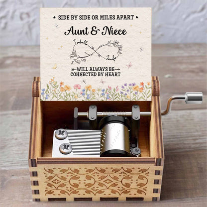 Side By Side Aunt & Niece, Connected By Heart, Flowers Design