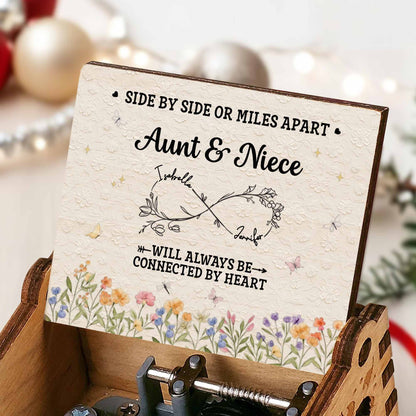 Side By Side Aunt & Niece, Connected By Heart, Flowers Design