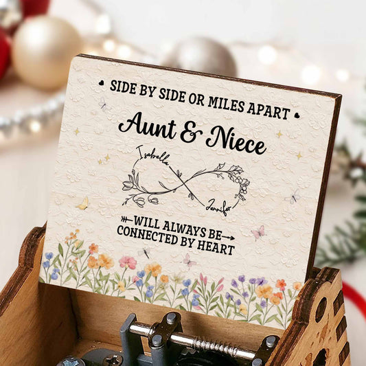 Side By Side Aunt & Niece, Connected By Heart, Flowers Design