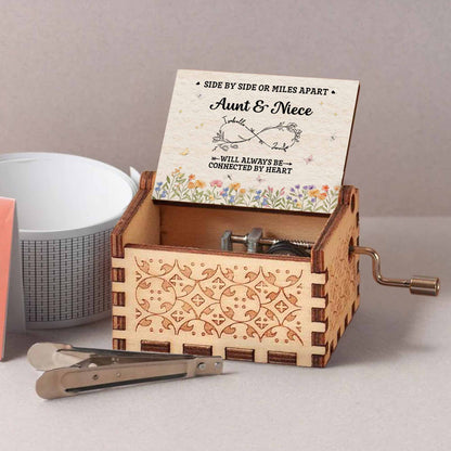 Side By Side Aunt & Niece, Connected By Heart, Flowers Design