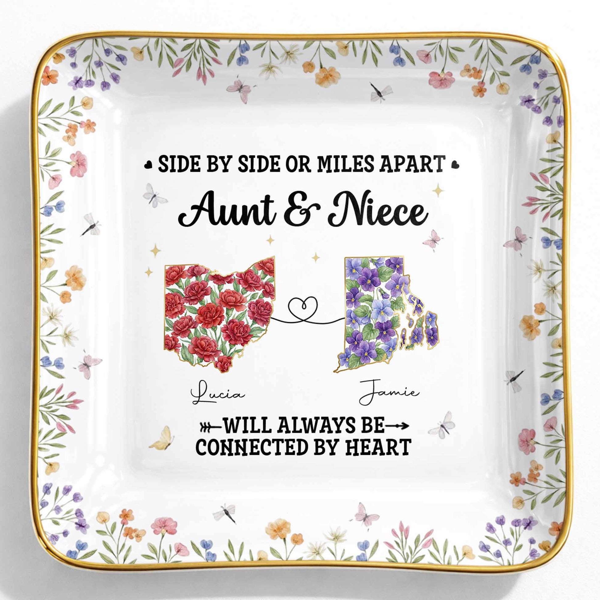 Aunt & Niece Always Connected By Heart, Flowers Design
