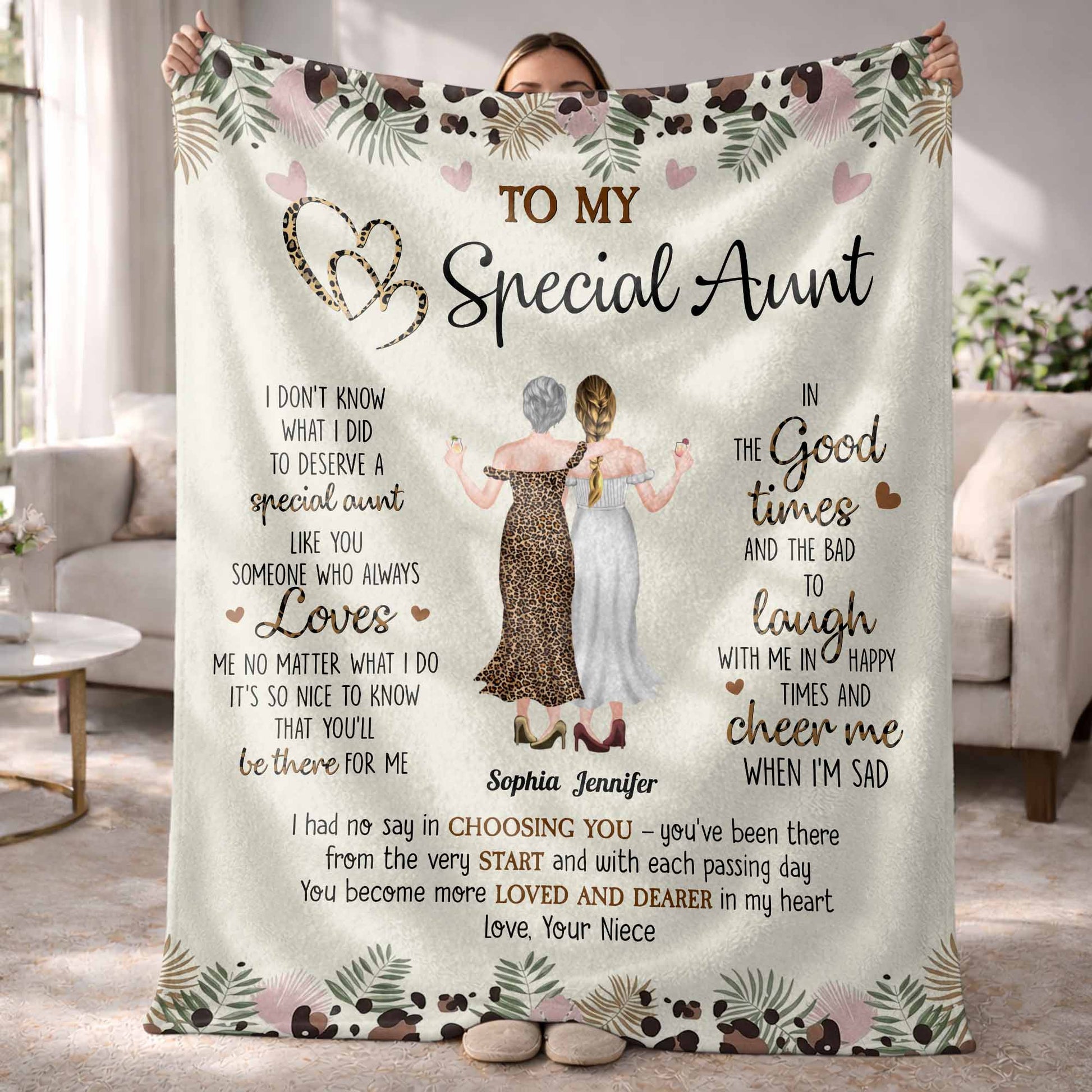 To My Special Aunt, Hearts And Flowers