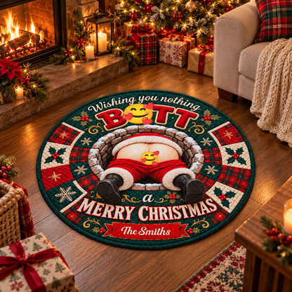 Wishing You Nothing Butt A Merry Christmas Funny Santa Chimney Decor - Personalized Custom Shaped Doormat - XMAS386_CUDOR