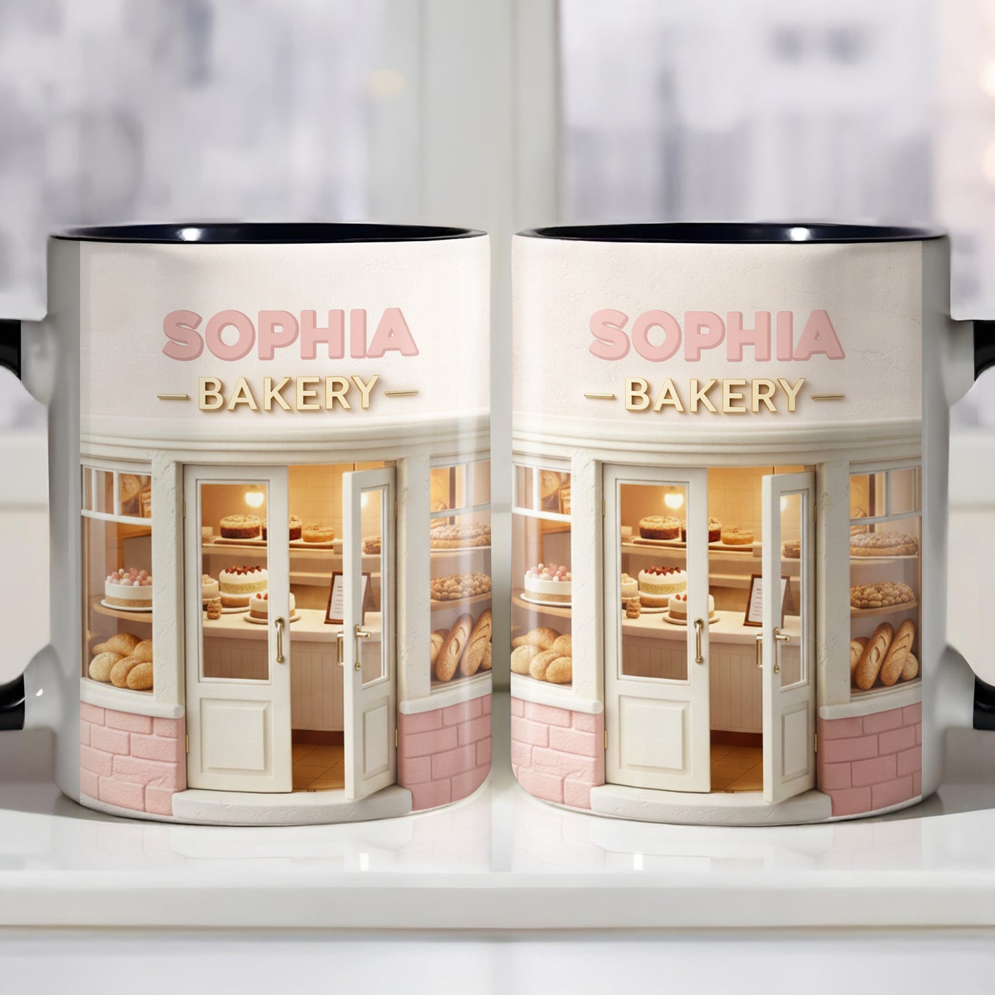 Bakery Shop With Custom Name And Pastries