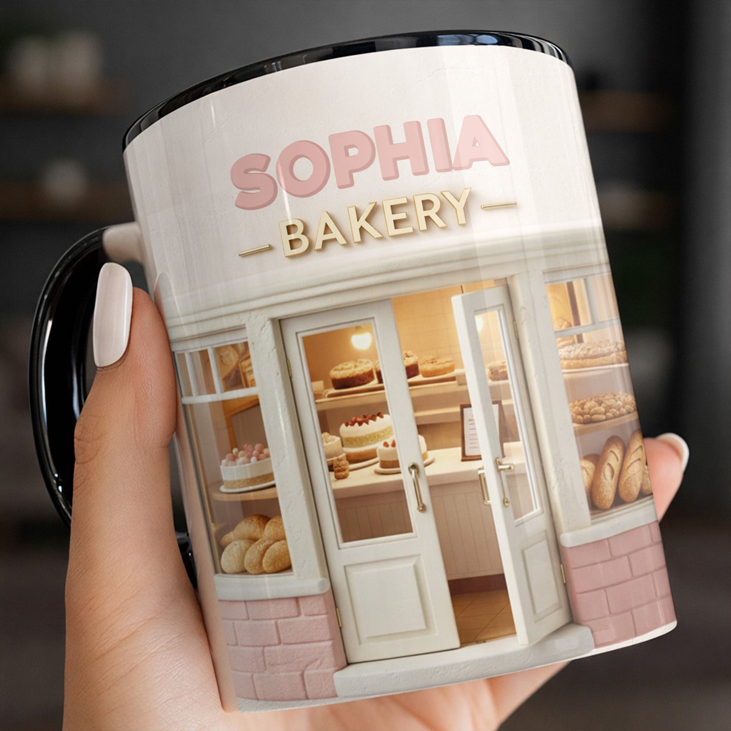 Bakery Shop With Custom Name And Pastries