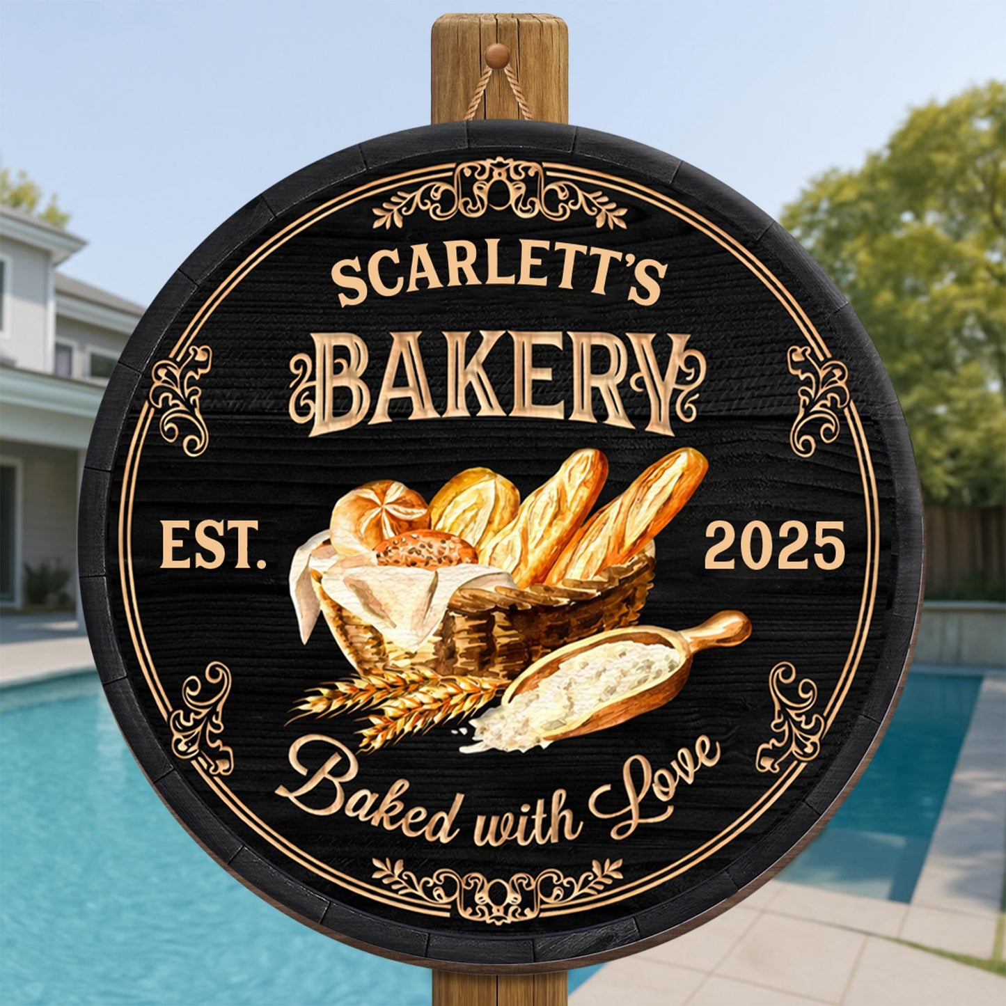 Bakery Baked With Love Bread Basket Flour Scoop