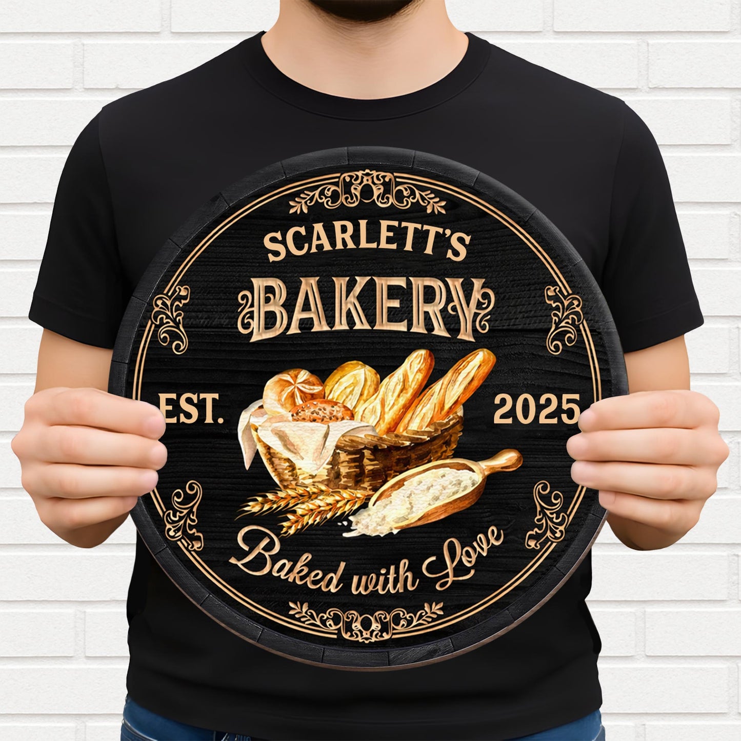 Bakery Baked With Love Bread Basket Flour Scoop