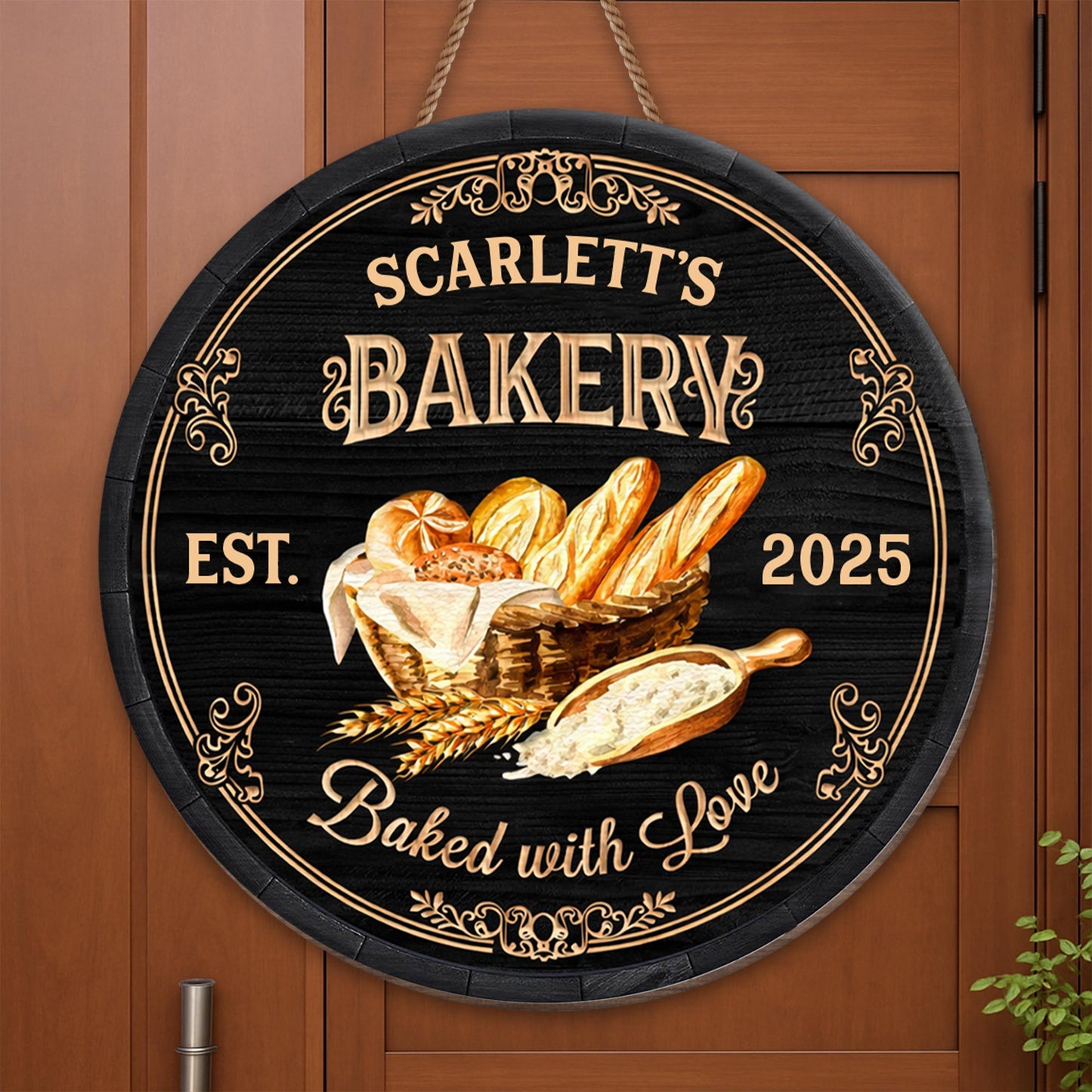 Bakery Baked With Love Bread Basket Flour Scoop