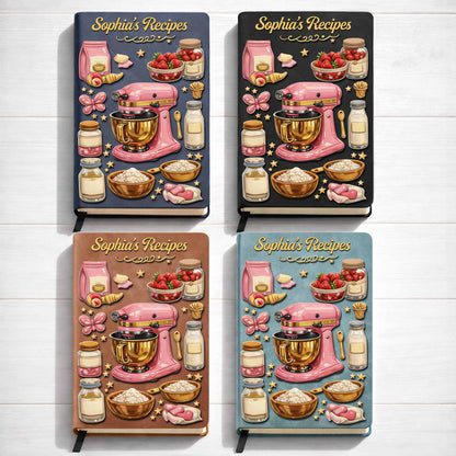 Baking Is Love Made Visible With Stand Mixer And Strawberries - Personalized Leather Journal - BAKE002_LEJO