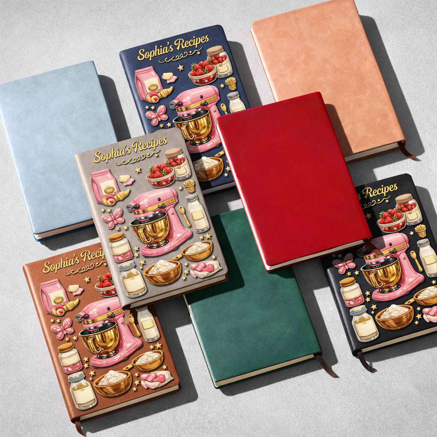 Baking Is Love Made Visible With Stand Mixer And Strawberries - Personalized Leather Journal - BAKE002_LEJO