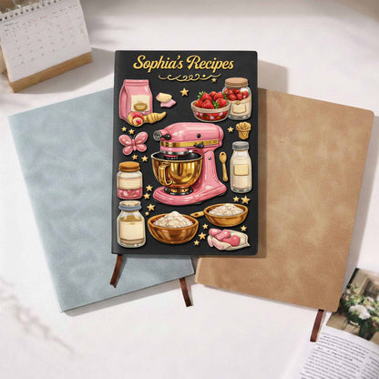 Baking Is Love Made Visible With Stand Mixer And Strawberries - Personalized Leather Journal - BAKE002_LEJO