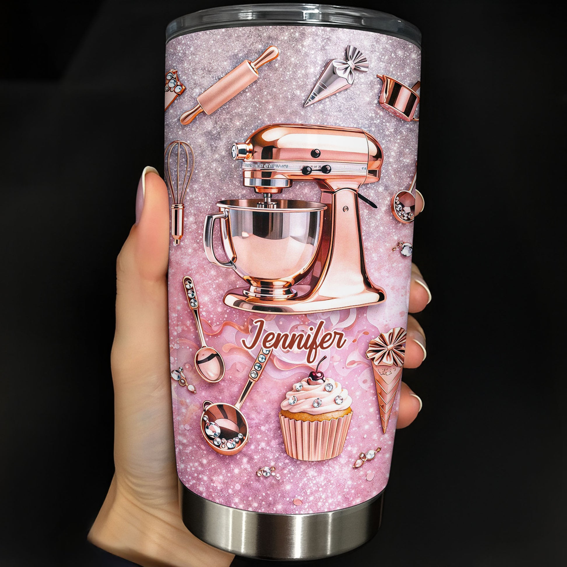 Baking Is My Therapy Kitchen Rose Gold Stand Mixer And Cupcake