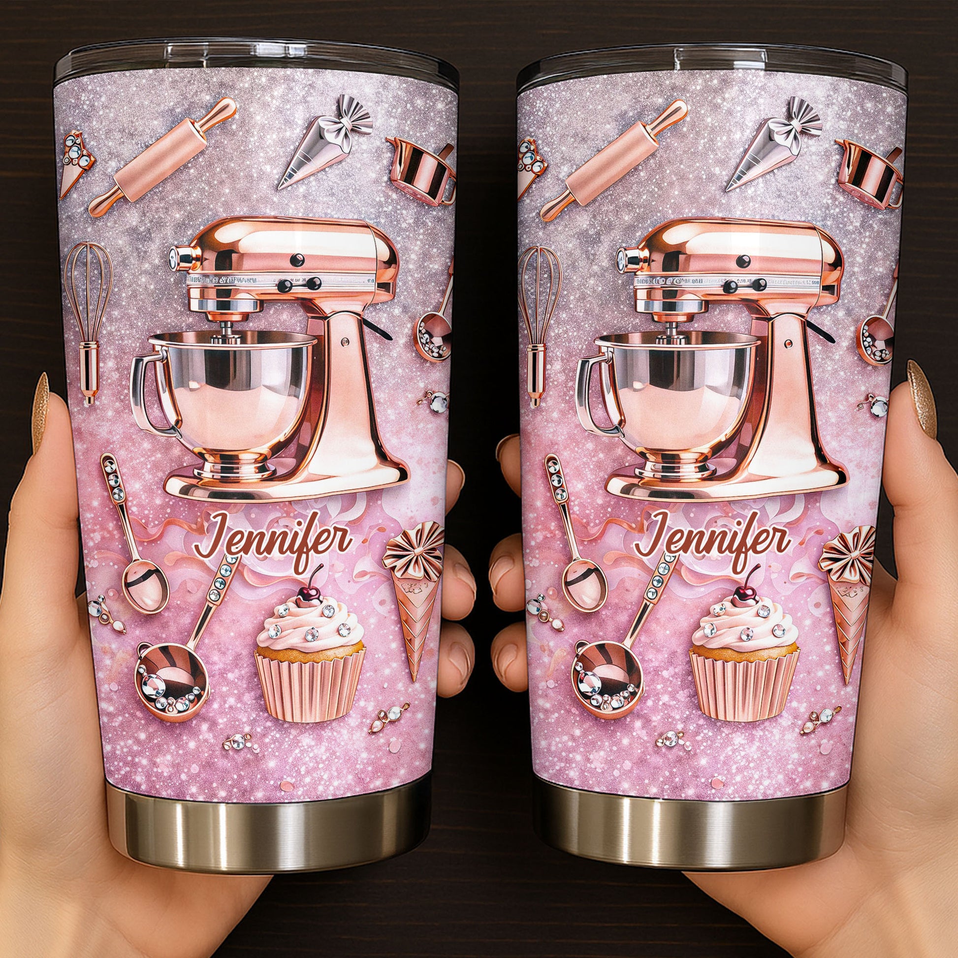 Baking Is My Therapy Kitchen Rose Gold Stand Mixer And Cupcake