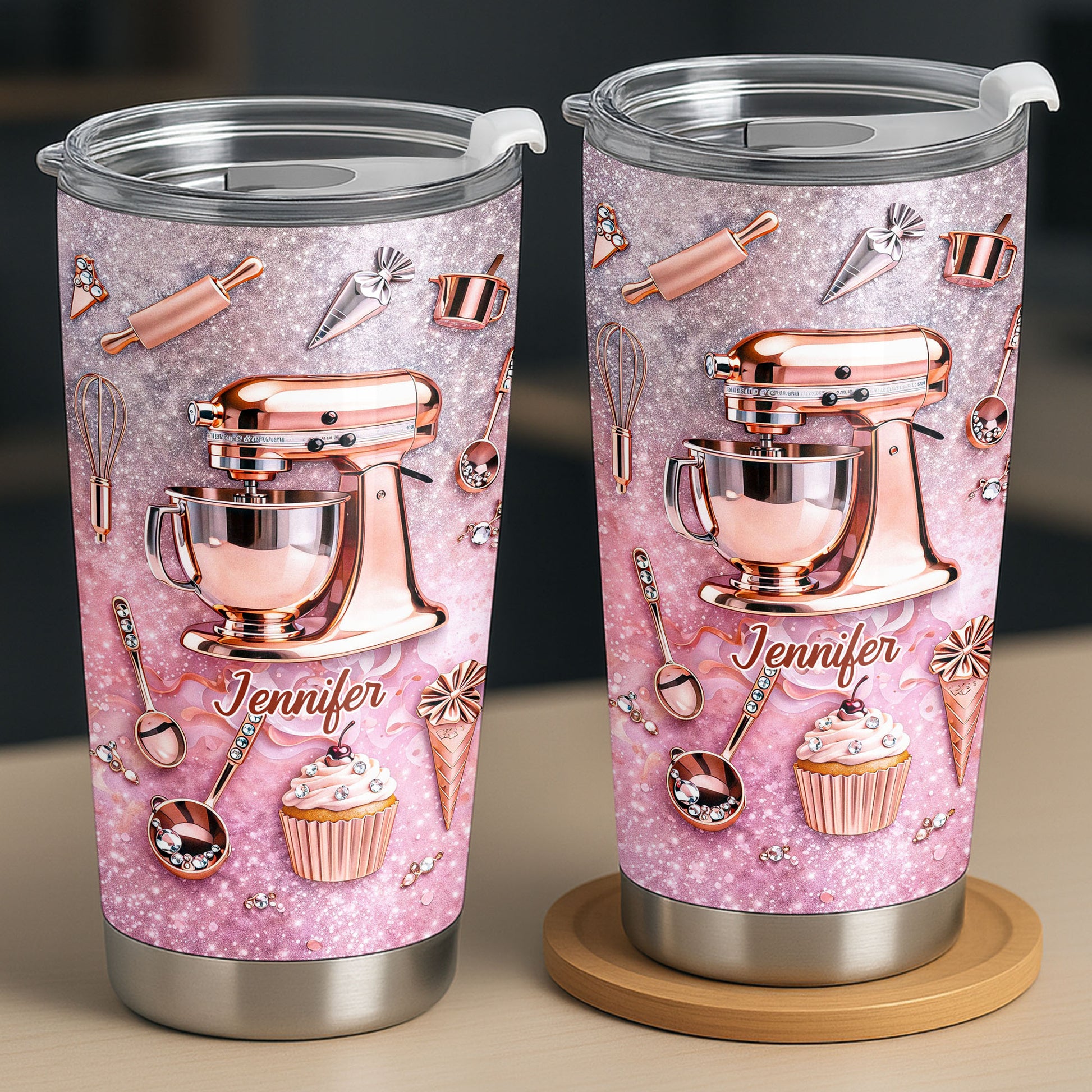 Baking Is My Therapy Kitchen Rose Gold Stand Mixer And Cupcake