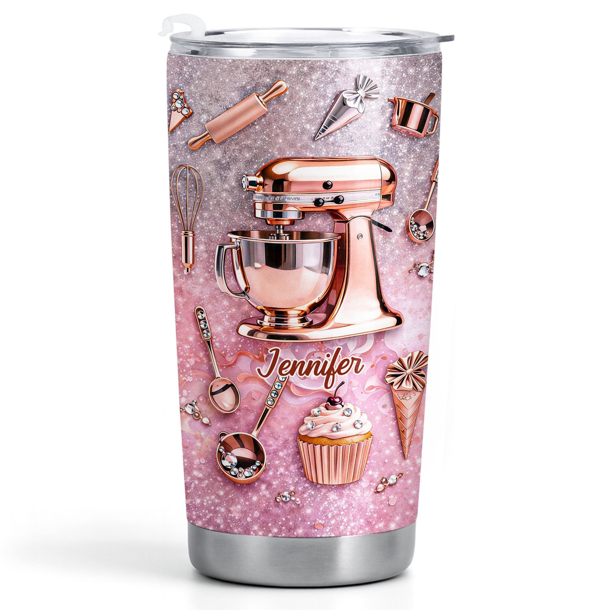 Baking Is My Therapy Kitchen Rose Gold Stand Mixer And Cupcake