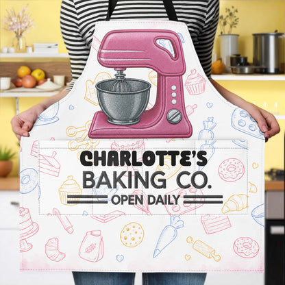 Baking Co. Open Daily Custom Name Dough Mixer And Pastries - Personalized Apron - BAKE043_AAP