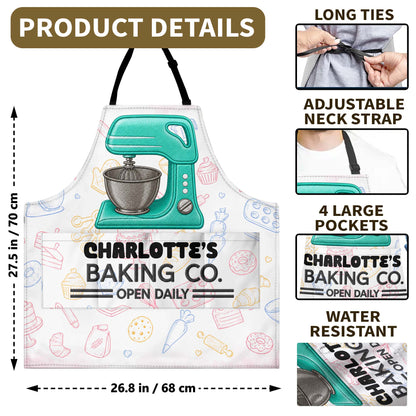 Baking Co. Open Daily Custom Name Dough Mixer And Pastries - Personalized Apron - BAKE043_AAP