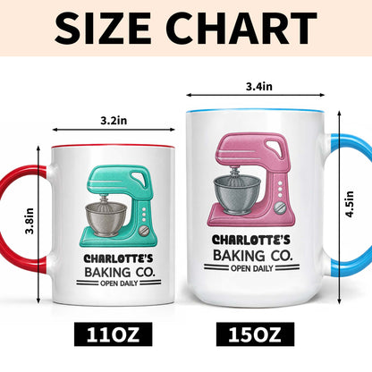 Baking Co. Open Daily With Custom Dough Mixer 3D Embroidery - Personalized Custom Accent Mug - BAKE043_AMUG
