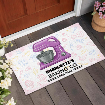 Baking Co. Open Daily With Custom Dough Mixer And Baking Tools - Personalized Custom Doormat - BAKE043_DRM
