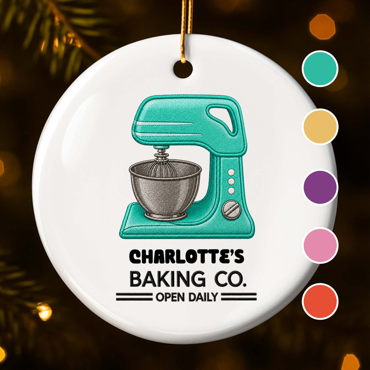 Baking Co. Open Daily Custom Mixer For Baking Lovers - Personalized Custom Ceramic Ornament With Round Shape - BAKE043_RCE