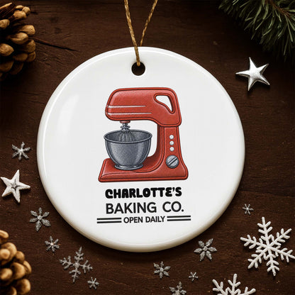 Baking Co. Open Daily Custom Mixer For Baking Lovers - Personalized Custom Ceramic Ornament With Round Shape - BAKE043_RCE