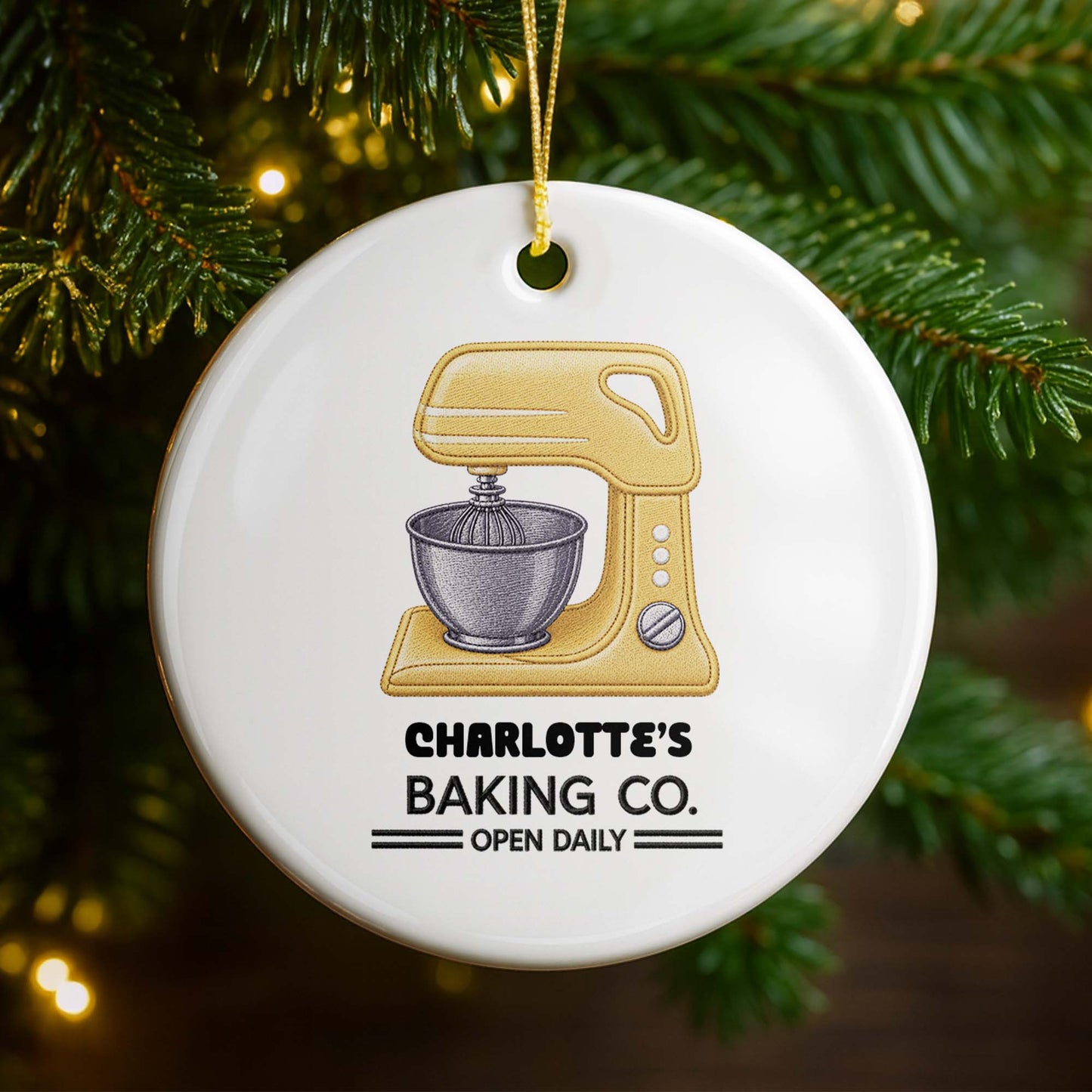 Baking Co. Open Daily Custom Mixer For Baking Lovers - Personalized Custom Ceramic Ornament With Round Shape - BAKE043_RCE
