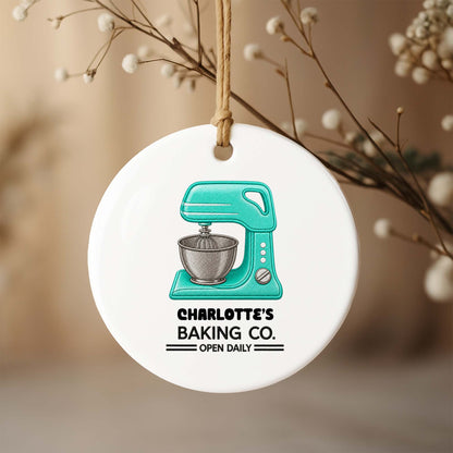 Baking Co. Open Daily Custom Mixer For Baking Lovers - Personalized Custom Ceramic Ornament With Round Shape - BAKE043_RCE