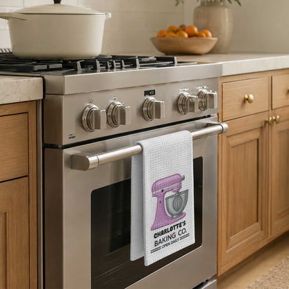 Baking Co. Open Daily Custom Name Dough Mixer 3D Embroidery - Personalized Kitchen Towel - BAKE043_TOWL