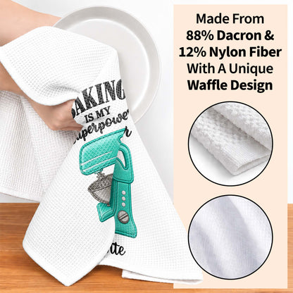 Baking Is My Superpower Custom Name Dough Mixer - Personalized Kitchen Towel - BAKE055_TOWL