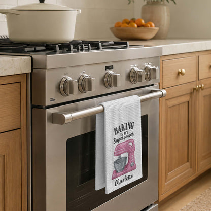Baking Is My Superpower Custom Name Dough Mixer - Personalized Kitchen Towel - BAKE055_TOWL