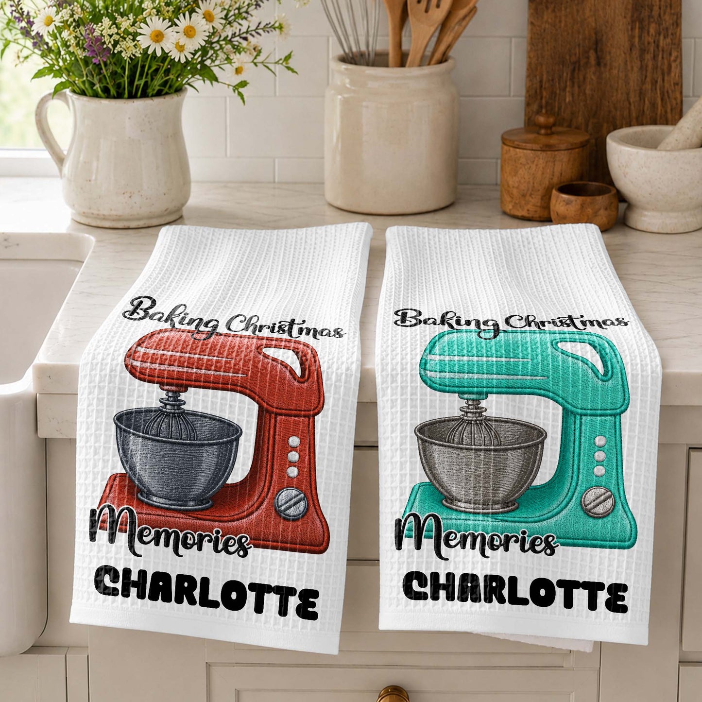 Baking Christmas Memories Personalized Dough Mixer Kitchen Decor - Personalized Kitchen Towel - BAKE057_TOWL