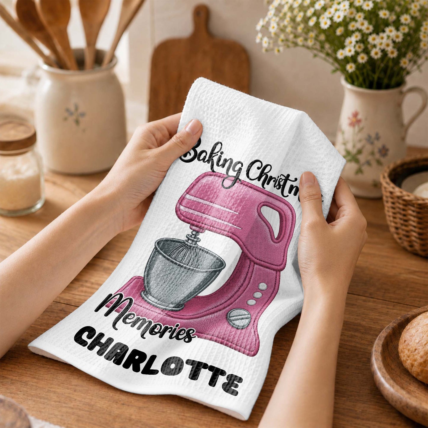Baking Christmas Memories Personalized Dough Mixer Kitchen Decor - Personalized Kitchen Towel - BAKE057_TOWL