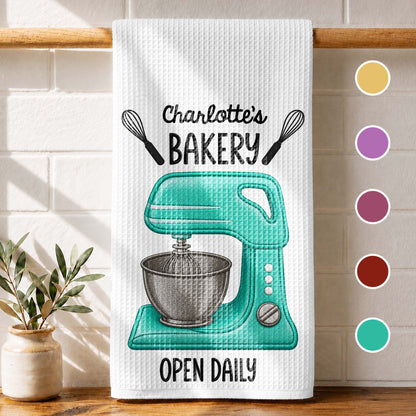 My Bakery Open Daily With Dough Mixer And Whisks - Personalized Kitchen Towel - BAKE058_TOWL