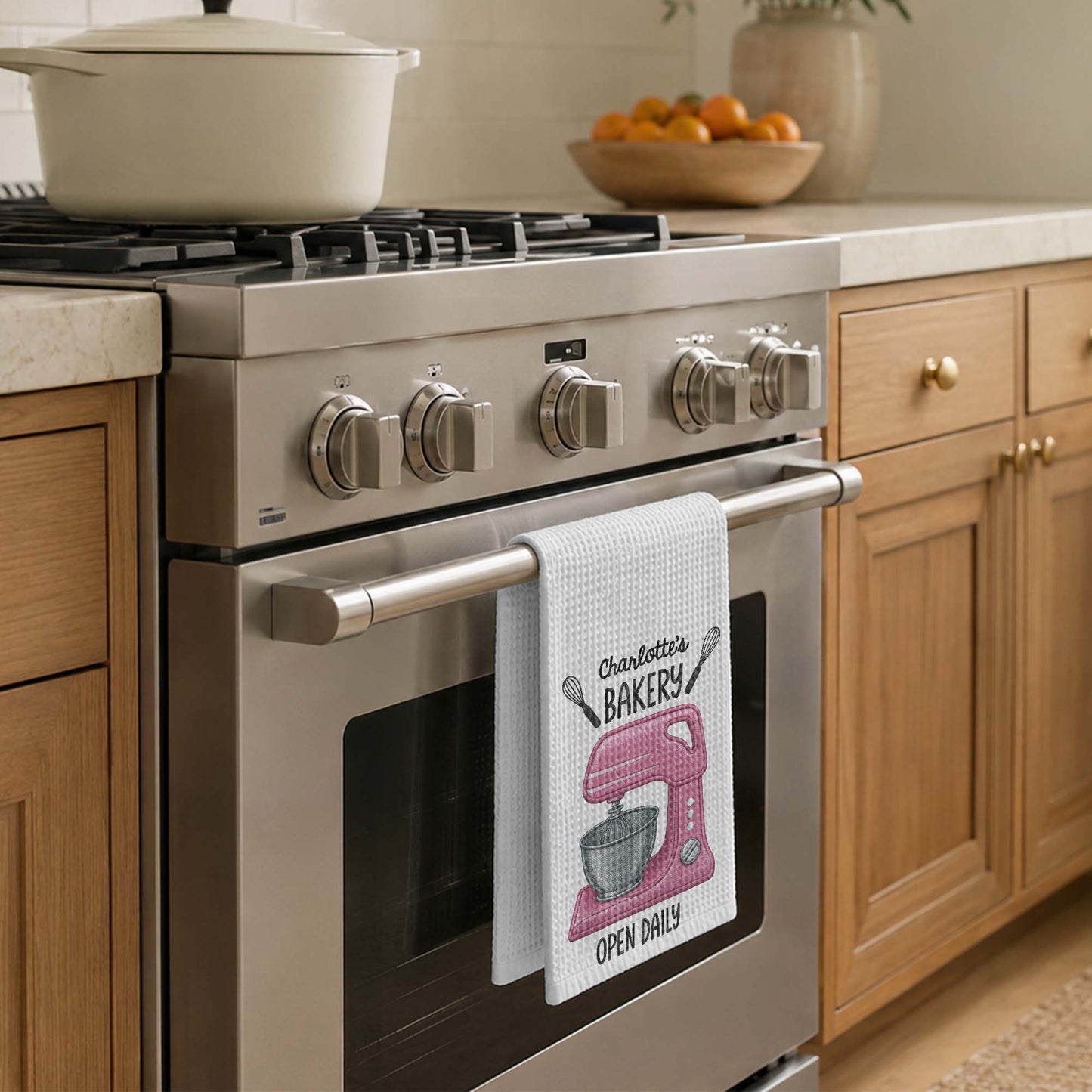 My Bakery Open Daily With Dough Mixer And Whisks - Personalized Kitchen Towel - BAKE058_TOWL