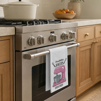 My Bakery Open Daily With Dough Mixer And Whisks - Personalized Kitchen Towel - BAKE058_TOWL