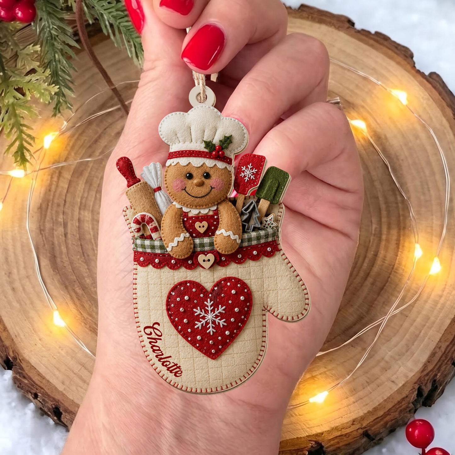Brave Firefighter Spirit Christmas Tree With Fire Truck And Helmets - Personalized Custom Wood Ornament, Custom Shaped - BAKE067_WDO
