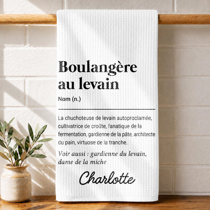 Boulangère Au Levain Sourdough Baker Dictionary Definition Typography - Personalized Kitchen Towel - BAKE074_TOWL