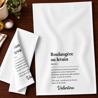 Boulangère Au Levain Sourdough Baker Dictionary Definition Typography - Personalized Kitchen Towel - BAKE074_TOWL